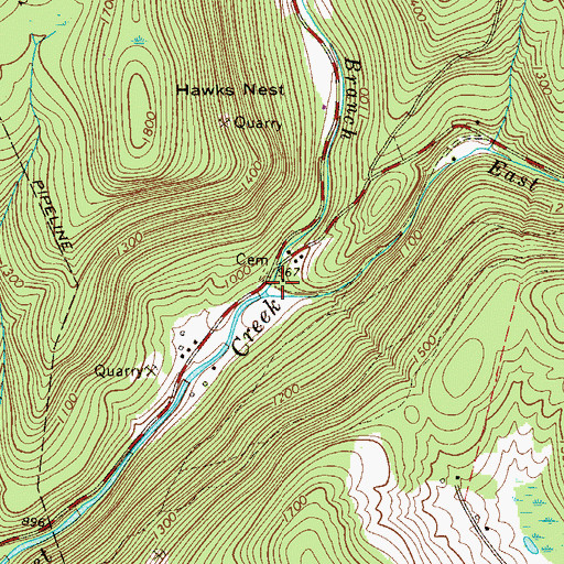 Topographic Map of North Branch Basket Creek, NY