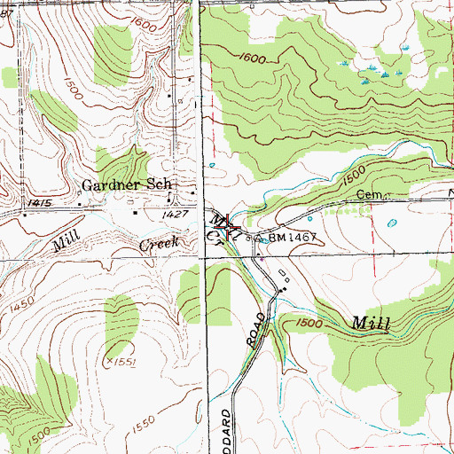 Topographic Map of North Branch Mill Creek, NY