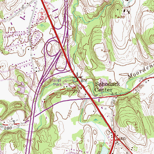 Topographic Map of North Branch Moordener Kill, NY