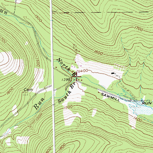 Topographic Map of North Branch Sawmill Run, NY