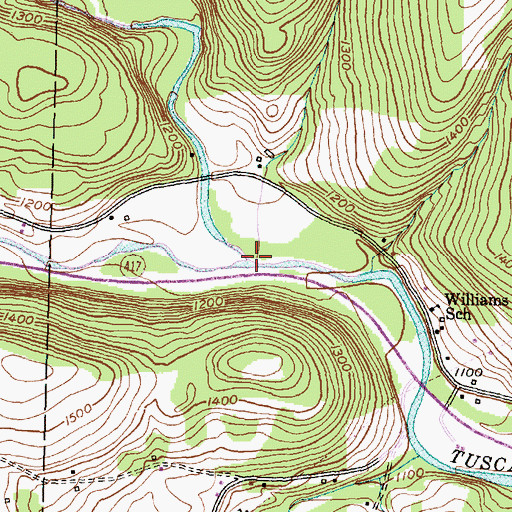 Topographic Map of North Branch Tuscarora Creek, NY