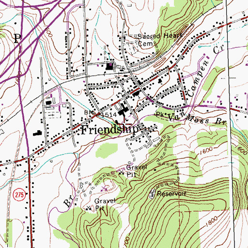 Topographic Map of North Branch Van Campen Creek, NY