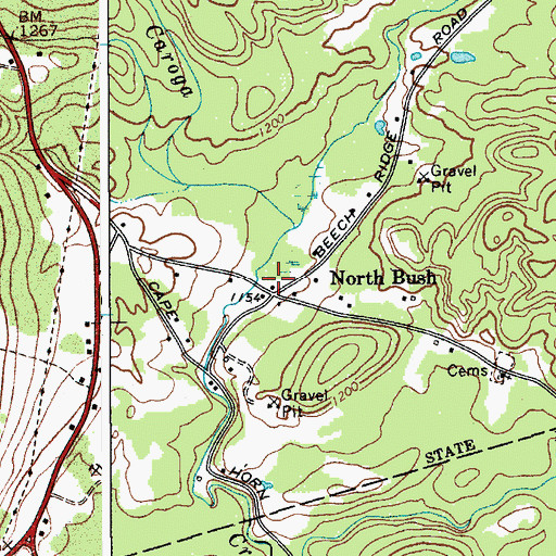 Topographic Map of North Bush, NY