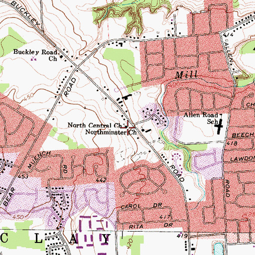 Topographic Map of North Central Assembly of God, NY