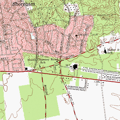 Topographic Map of North Country Road School, NY