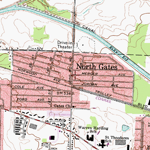 Topographic Map of North Gates, NY
