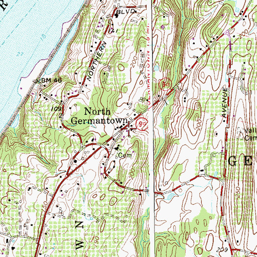 Topographic Map of North Germantown, NY
