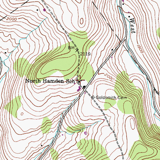 Topographic Map of North Hamden School (historical), NY