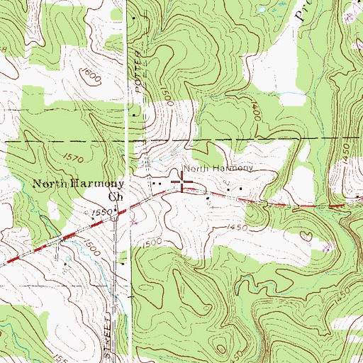 Topographic Map of North Harmony Cemetery, NY