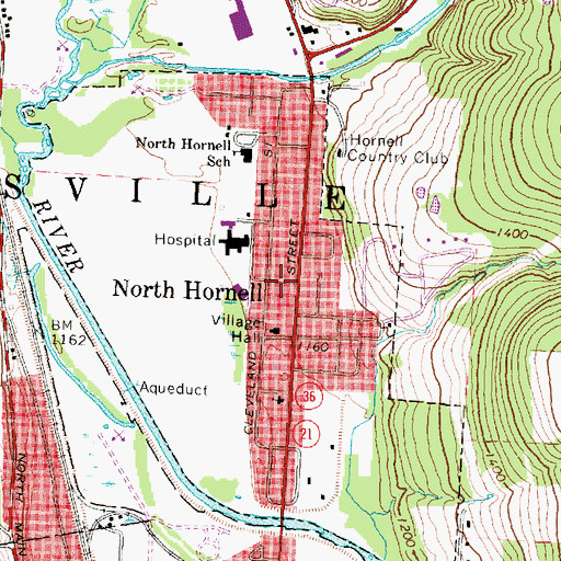 Topographic Map of North Hornell, NY