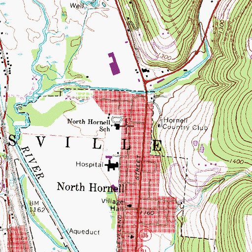 Topographic Map of North Hornell School, NY