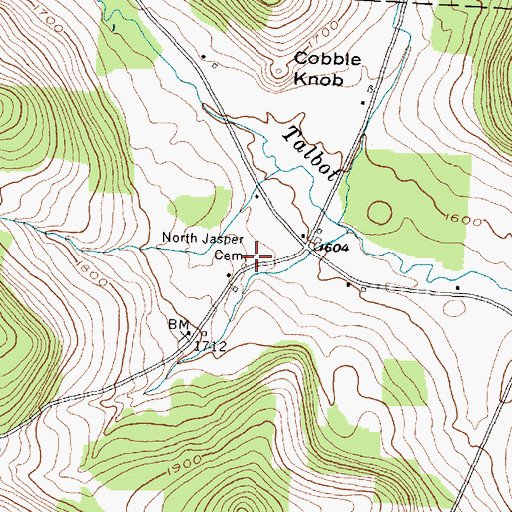 Topographic Map of Talbot Creek Cemetery, NY