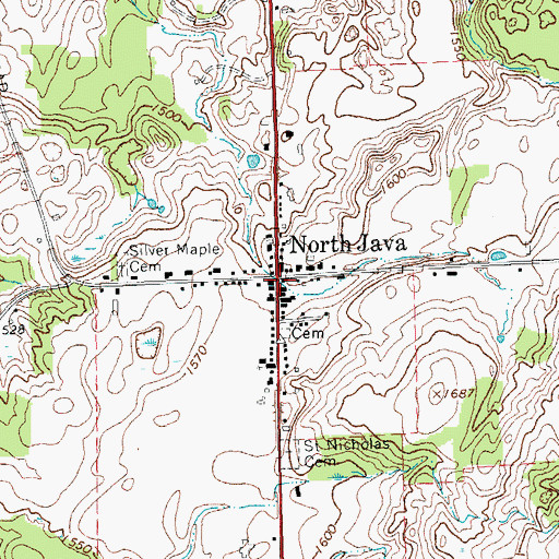 Topographic Map of North Java, NY