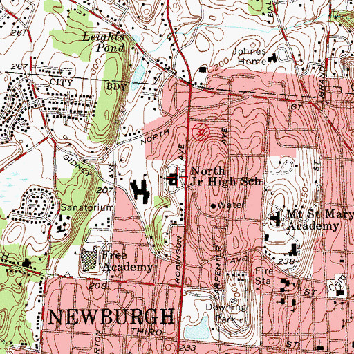 Topographic Map of North Junior High School, NY