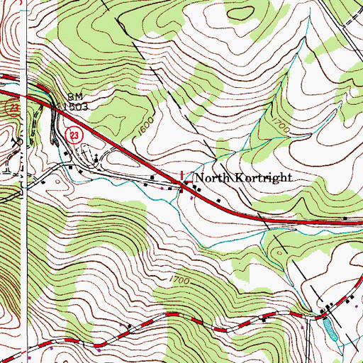 Topographic Map of North Kortright, NY