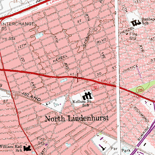 Topographic Map of North Lindenhurst, NY
