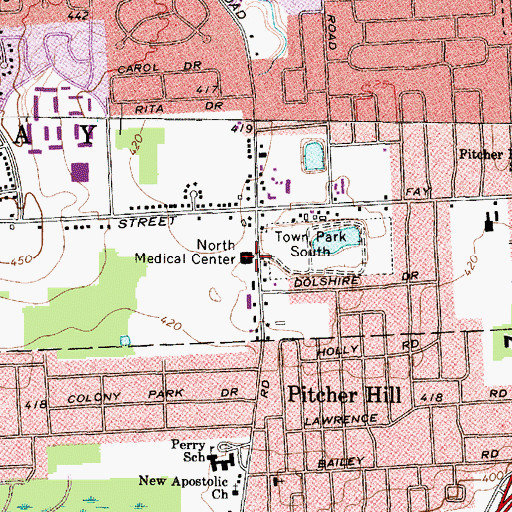 Topographic Map of North Medical Center, NY