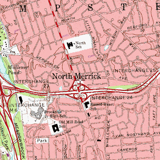 Topographic Map of North Merrick, NY