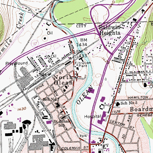 Topographic Map of North Olean, NY