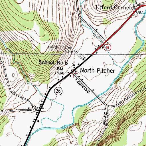 Topographic Map of North Pitcher, NY
