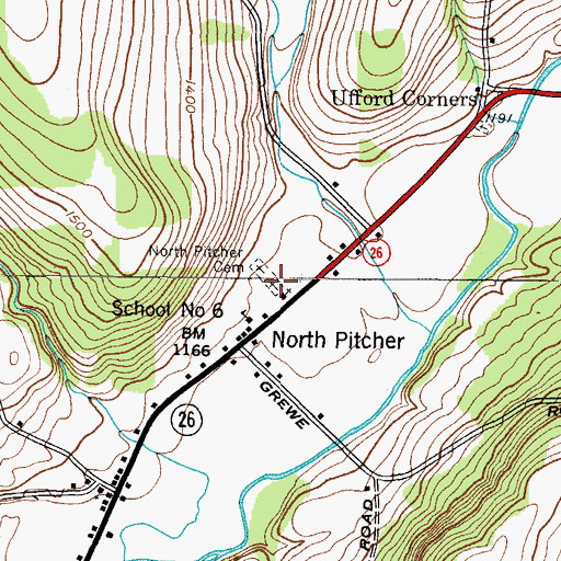 Topographic Map of North Pitcher Cemetery, NY