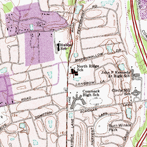 Topographic Map of North Ridge Primary School, NY