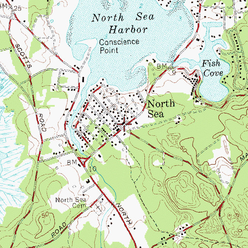 Topographic Map of North Sea, NY