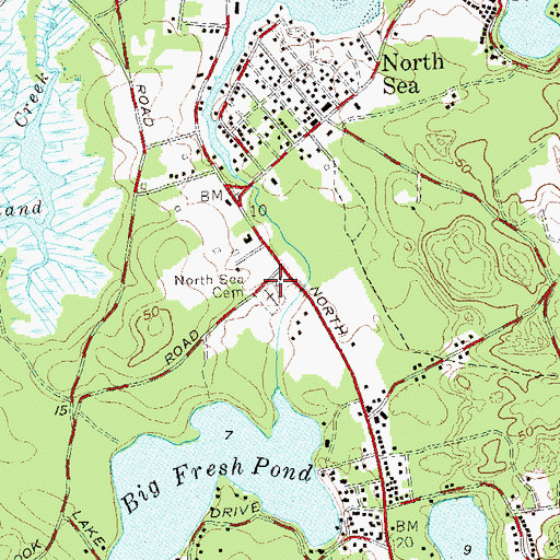 Topographic Map of North Sea Burial Ground, NY