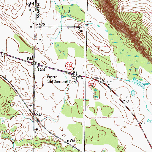 Topographic Map of North Settlement Cemetery, NY