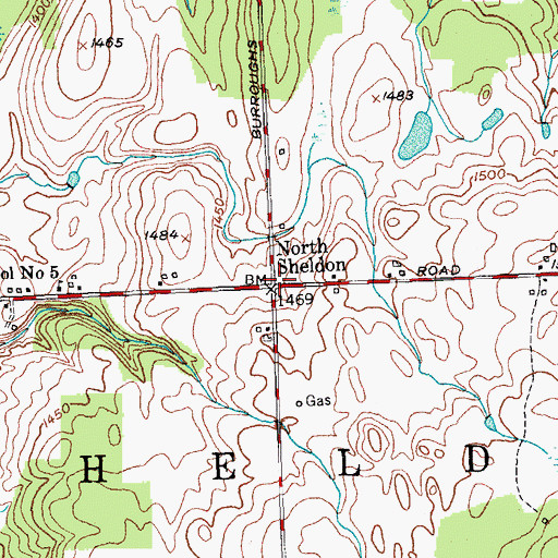 Topographic Map of North Sheldon, NY