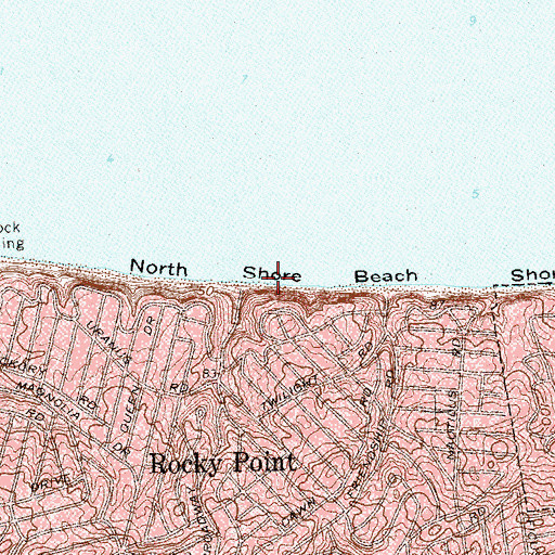 Topographic Map of North Shore Beach, NY