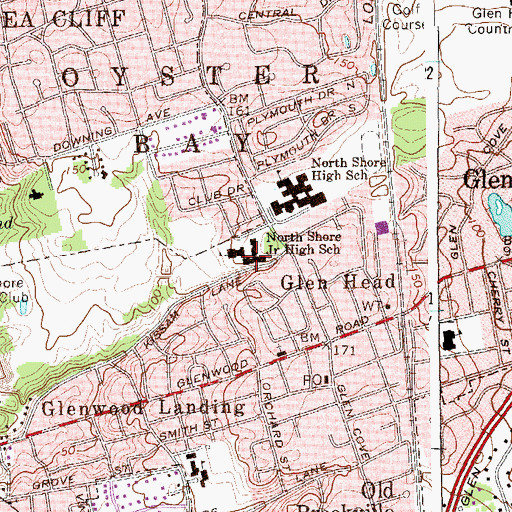 Topographic Map of North Shore Middle School, NY