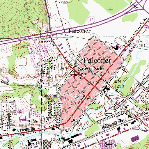 Topographic Map of North Side School, NY