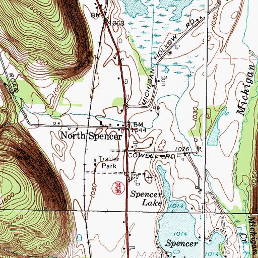 Topographic Map of North Spencer, NY
