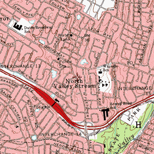 Topographic Map of North Valley Stream, NY