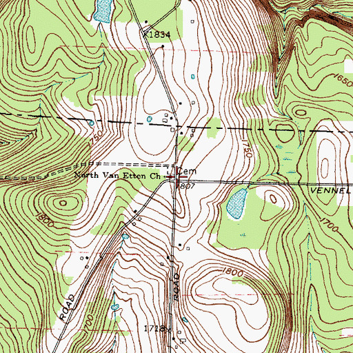 Topographic Map of North Van Etten Church, NY