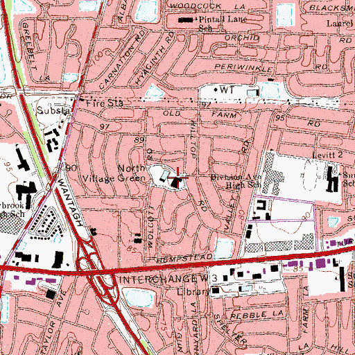 Topographic Map of North Village Green, NY