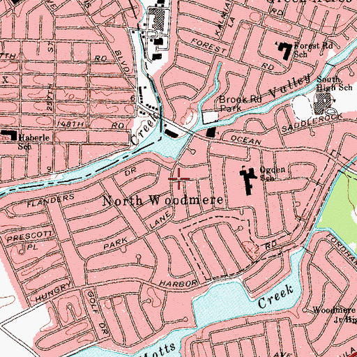 Topographic Map of North Woodmere, NY