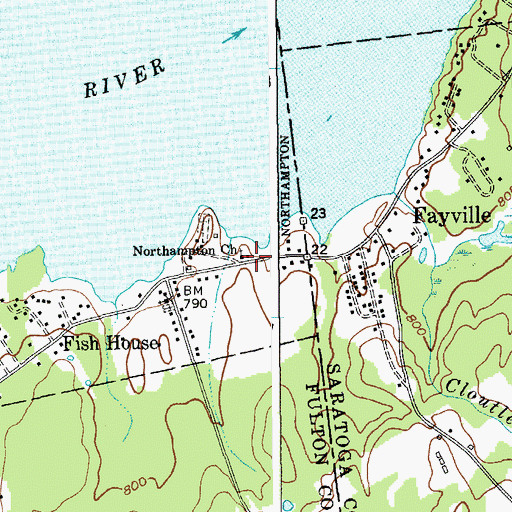 Topographic Map of Northampton United Methodist Church, NY
