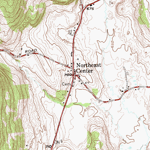 Topographic Map of Northeast Center, NY