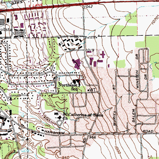 Topographic Map of Northeast School, NY