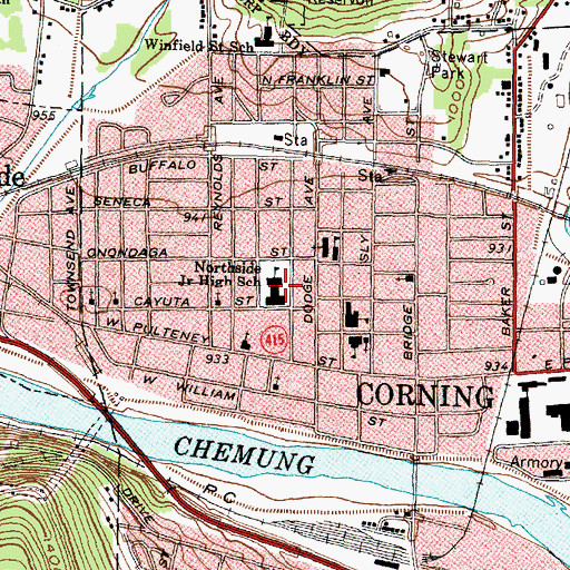 Topographic Map of Northside Blodgett Middle School, NY