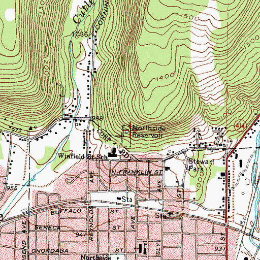 Topographic Map of Northside Reservoir, NY