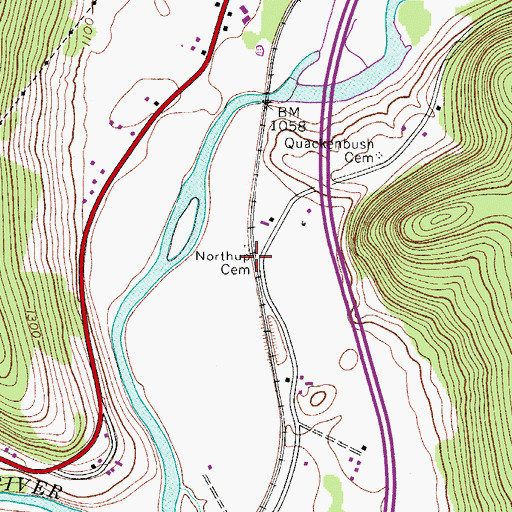 Topographic Map of Northup Cemetery, NY