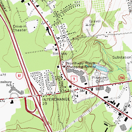 Topographic Map of Northway Plaza Shopping Center, NY