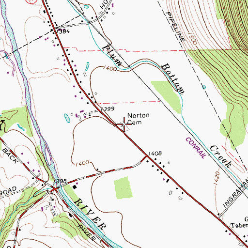 Topographic Map of Norton Cemetery, NY
