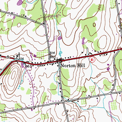Topographic Map of Norton Hill, NY