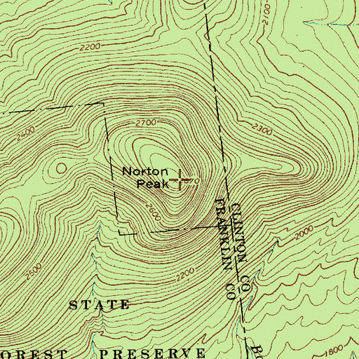 Topographic Map of Norton Peak, NY