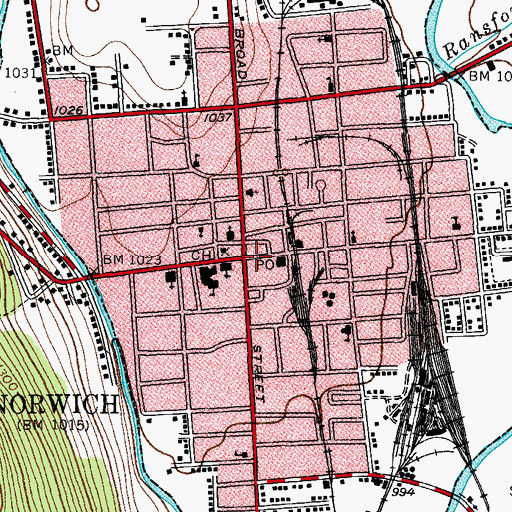 Topographic Map of Norwich, NY