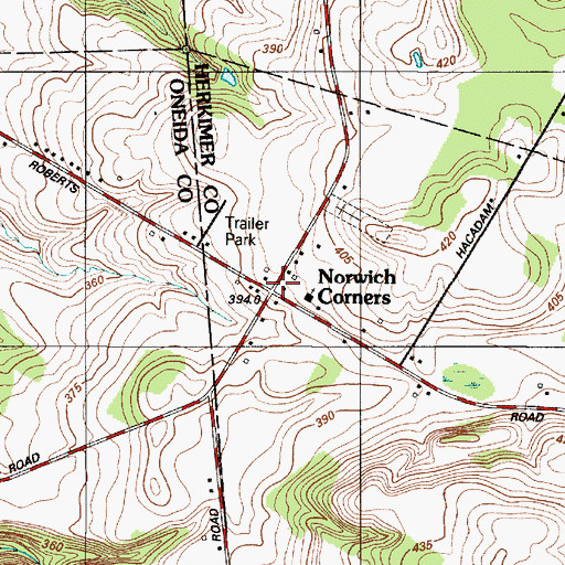 Topographic Map of Norwich Corners, NY